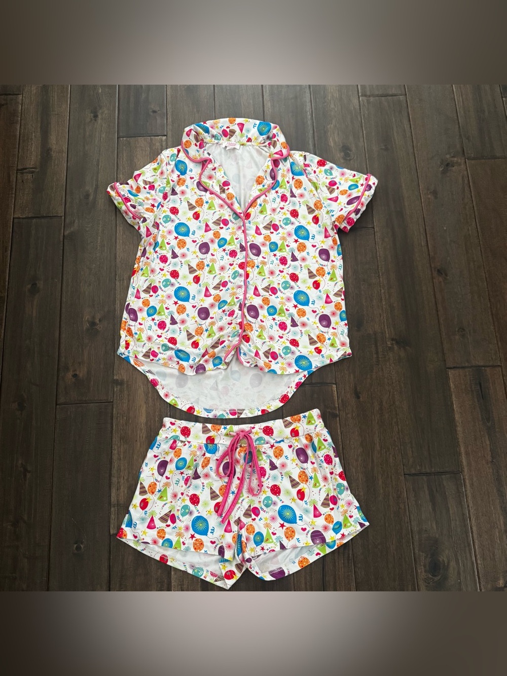 Jordann Jammies Birthday Party Pajama Set Short Sleeve Top & Shorts PJ Set S